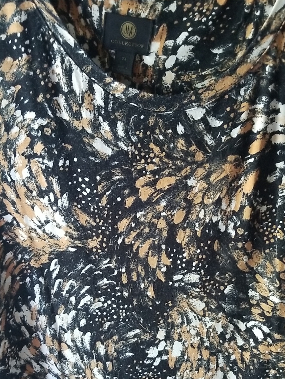 JM COLLECTION Women’s Abstract Print Scoop Neck Top - Picture 2 of 6